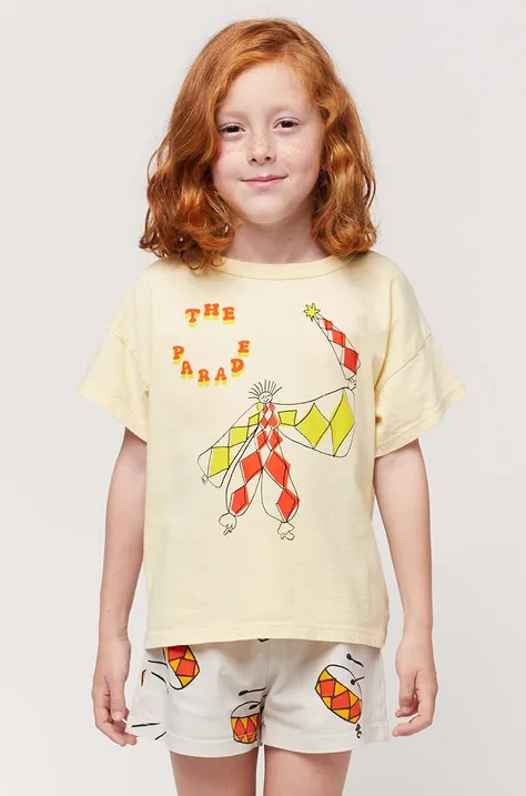 Dětské bavlněné tričko Bobo Choses žlutá barva, s potiskem