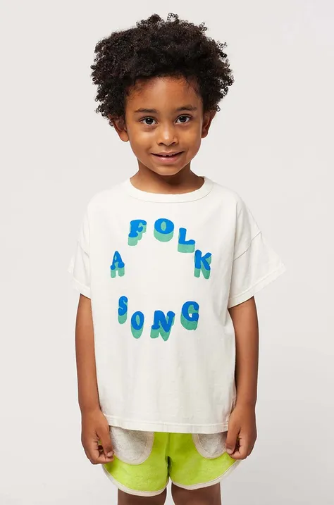 Otroška bombažna kratka majica Bobo Choses bela barva