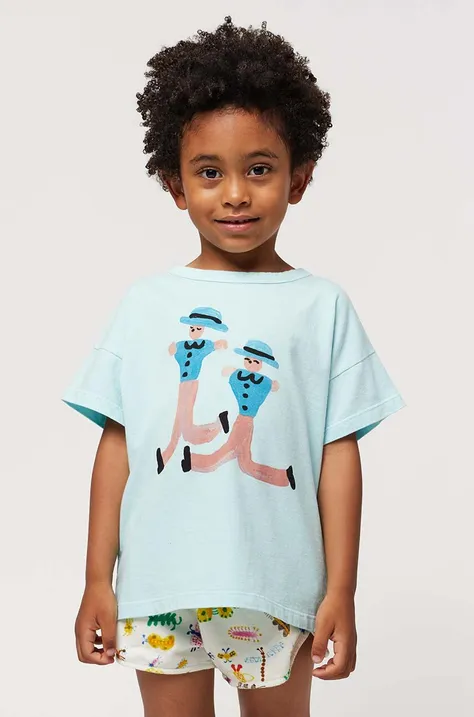Bobo Choses t-shirt bawełniany dziecięcy kolor niebieski z nadrukiem