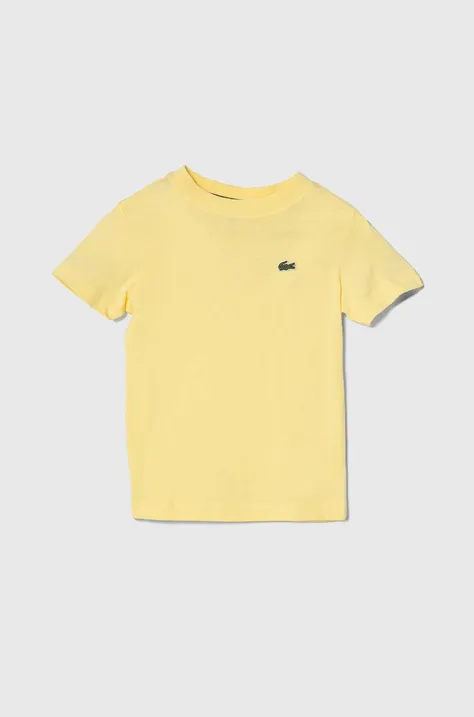 Lacoste t-shirt bawełniany dziecięcy kolor żółty gładki