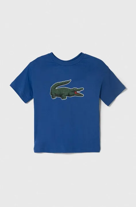 Lacoste t-shirt bawełniany dziecięcy kolor niebieski z nadrukiem