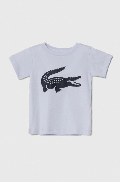 Lacoste t-shirt dziecięcy kolor niebieski z nadrukiem