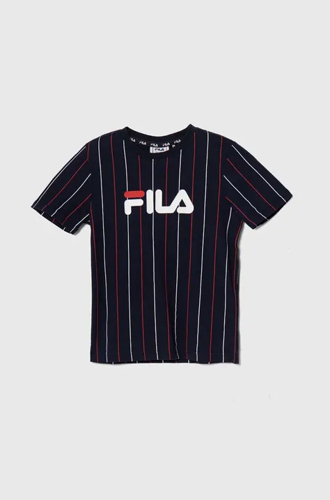 Fila t-shirt bawełniany dziecięcy LABENZ kolor granatowy wzorzysty