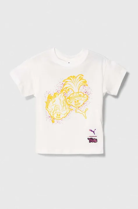 Παιδικό βαμβακερό μπλουζάκι Puma PUMA X TROLLS Graphic Tee χρώμα: άσπρο