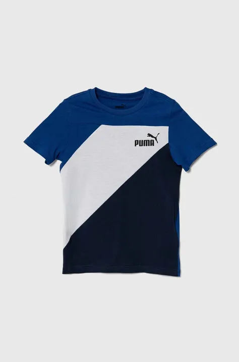 Otroška bombažna kratka majica Puma PUMA POWER B mornarsko modra barva