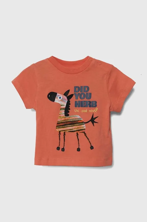 Pamučna majica kratkih rukava za bebe zippy boja: narančasta, s tiskom
