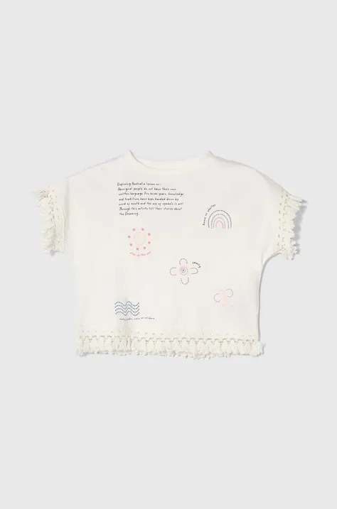 Детская хлопковая футболка zippy цвет белый узорный