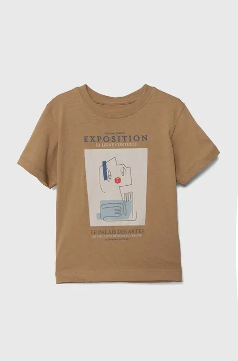 zippy tricou de bumbac pentru copii culoarea maro, cu imprimeu