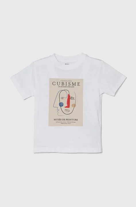 zippy tricou de bumbac pentru copii culoarea alb, cu imprimeu