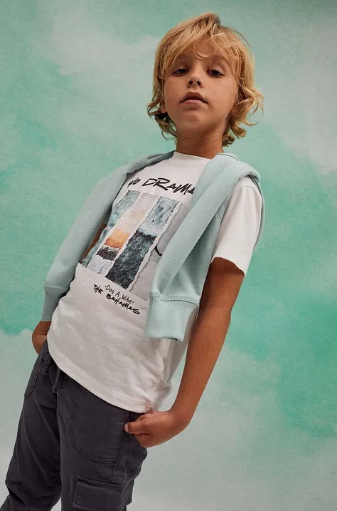 Дитяча бавовняна футболка zippy колір білий з принтом