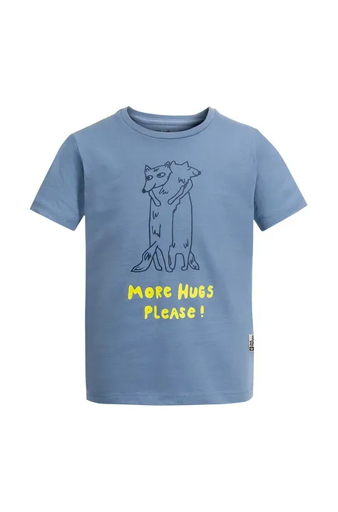 Dječja pamučna majica kratkih rukava Jack Wolfskin MORE HUGS s tiskom