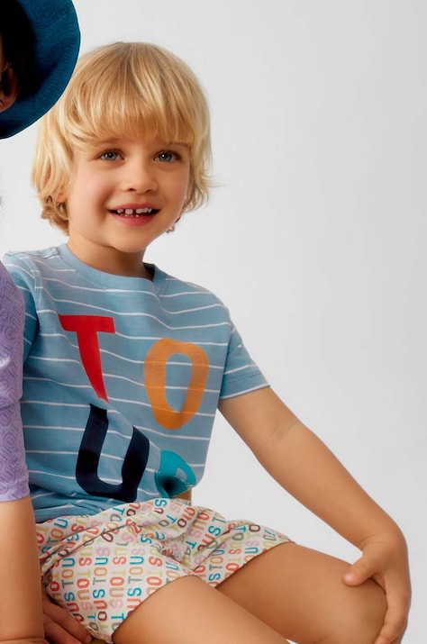 Tous t-shirt bawełniany dziecięcy kolor niebieski z nadrukiem