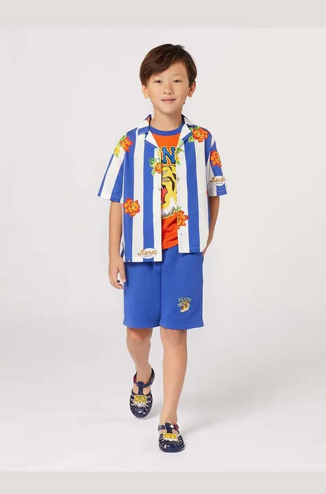 Детская хлопковая футболка Kenzo Kids цвет оранжевый с принтом