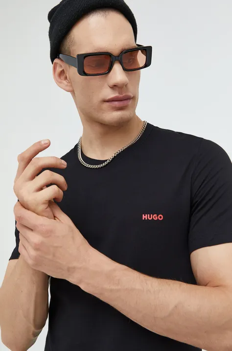 HUGO t-shirt bawełniany 3-pack męski kolor czarny gładki 50493972