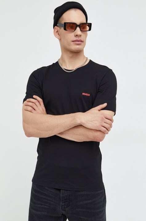 Бавовняна футболка HUGO 3-pack T-SHIRT RN TRIPLET P — SS24-TSM001, чорний — фото 3