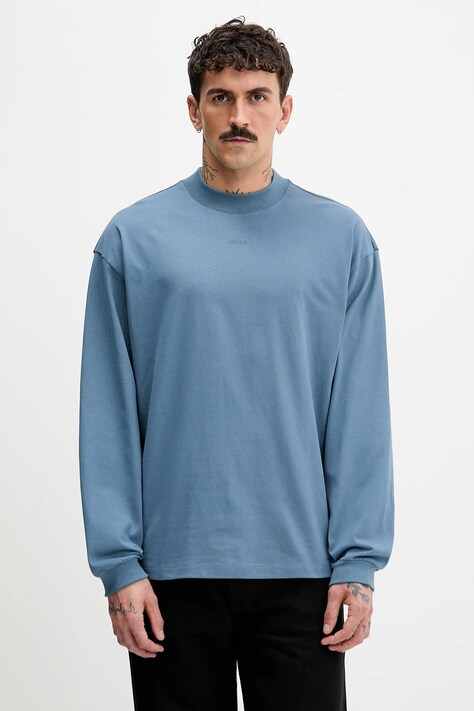 Хлопковый лонгслив HUGO однотонный 50511029