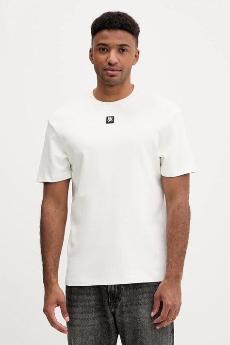 HUGO tricou din bumbac culoarea maro, uni, 50505201