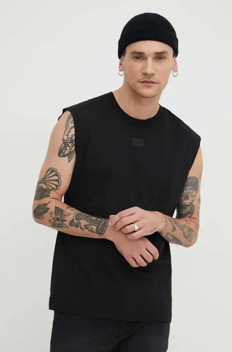 HUGO t-shirt bawełniany męski kolor czarny