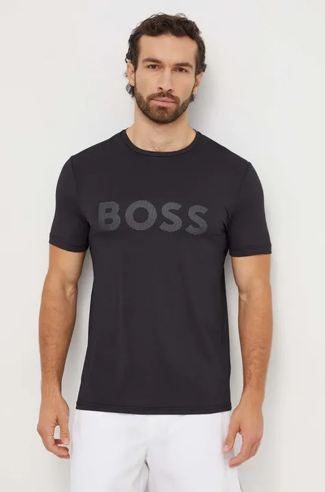 Majica kratkih rukava Boss Green za muškarce, boja: crna, s tiskom, 50506366