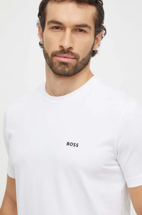 Boss Green t-shirt męski kolor biały z nadrukiem