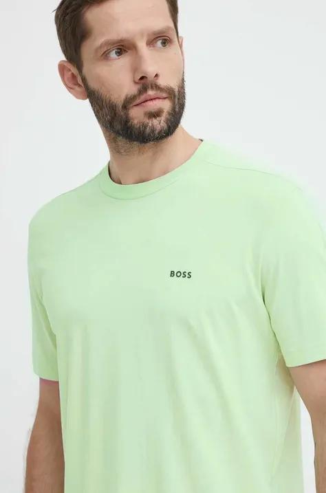 Футболка Boss Green чоловічий колір зелений з принтом
