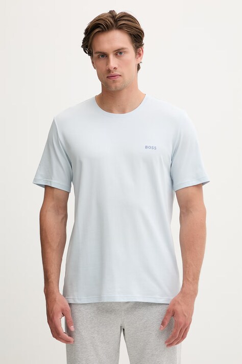 BOSS T-shirt lounge męski bawełniany z elastanem Mix&Match T-Shirt R turkusowy 50515312