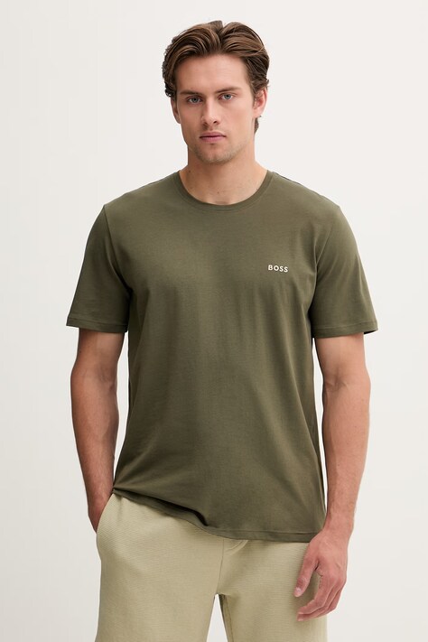 BOSS loungwear tričko pánské bavlněné s elastanem Mix&Match T-Shirt R zelené 50515312