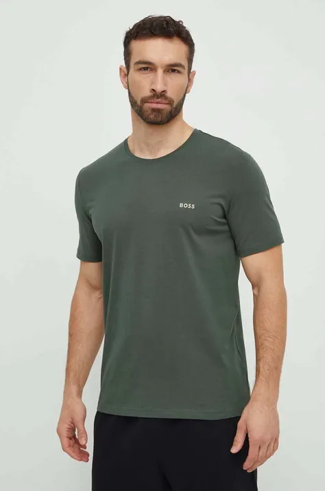 Homewear majica kratkih rukava BOSS boja: zelena, melanž