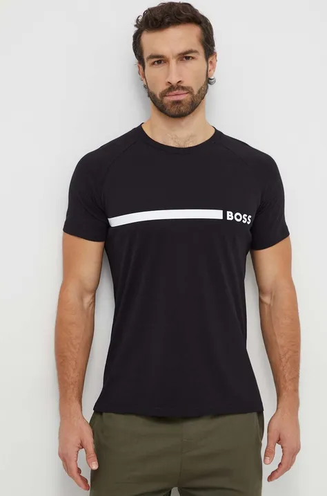 Bavlnené tričko BOSS pánsky, čierna farba, s potlačou, 50517970