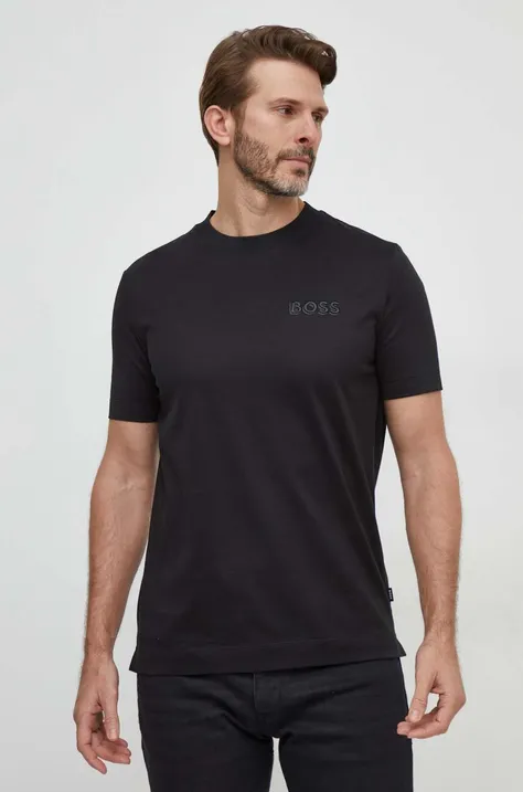 Bavlnené tričko BOSS pánsky,čierna farba,jednofarebný,50504557