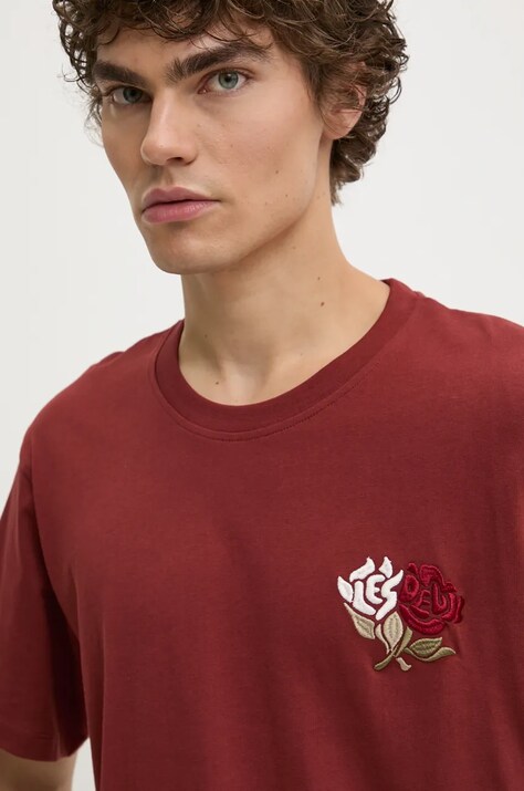 Les Deux tricou din bumbac barbati, culoarea rosu, cu imprimeu