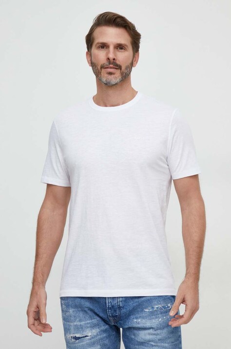 BOSS Orange tricou din bumbac barbati, culoarea alb, neted, 50508243