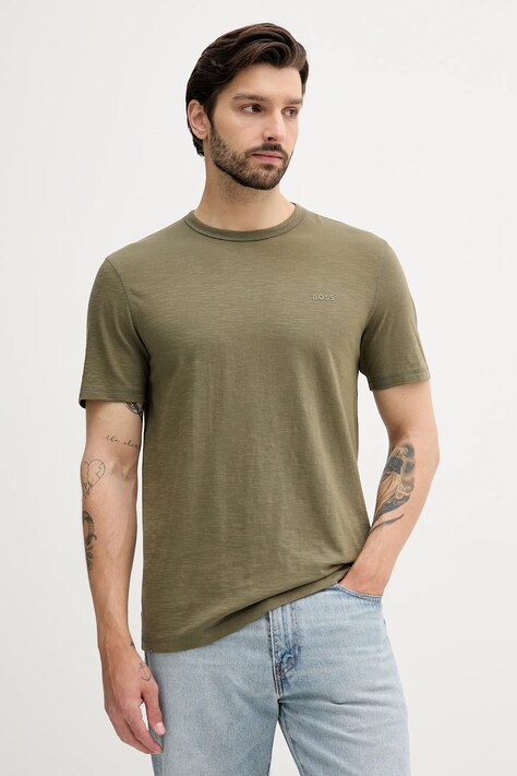 BOSS Orange tricou din bumbac culoarea roz, uni, 50508243