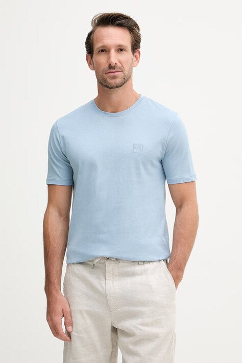 BOSS Orange футболка для бігу чоловіча бавовняна Tales блакитна 50508584