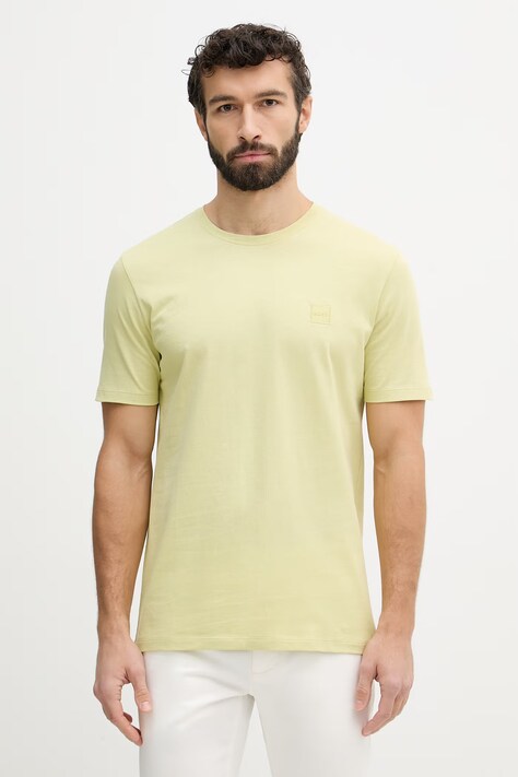 BOSS Orange t-shirt bawełniany Tales męski kolor beżowy gładki 50508584