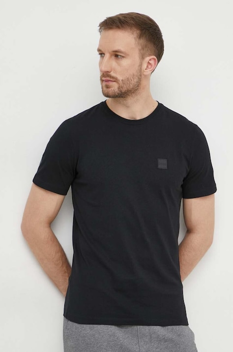 BOSS Orange tricou din bumbac barbati, culoarea negru, neted, 50508584