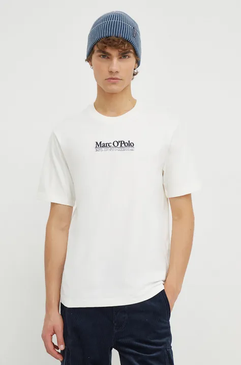 Бавовняна футболка Marc O'Polo чоловічий колір бежевий з аплікацією
