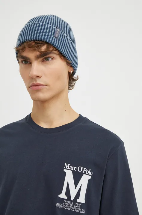 Бавовняна футболка Marc O'Polo чоловічий колір синій з аплікацією