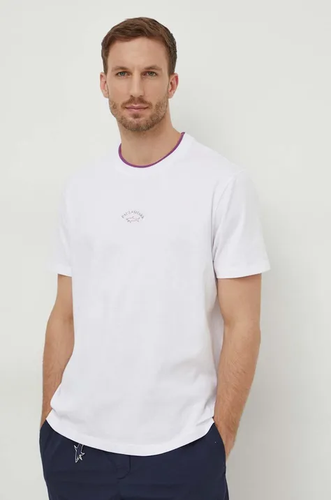 Bombažna kratka majica Paul&Shark moški, bela barva
