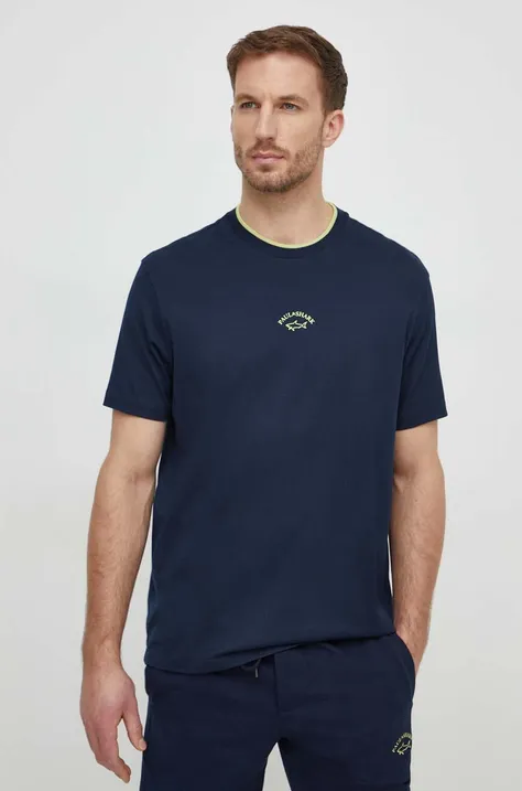 Bavlnené tričko Paul&Shark pánsky, tmavomodrá farba, s potlačou, 24411055