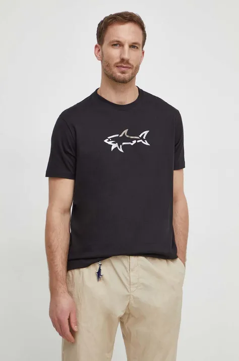 Bavlnené tričko Paul&Shark pánsky, čierna farba, s potlačou