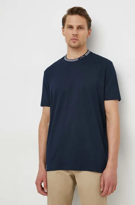 Paul&Shark t-shirt bawełniany męski kolor granatowy gładki 24411012