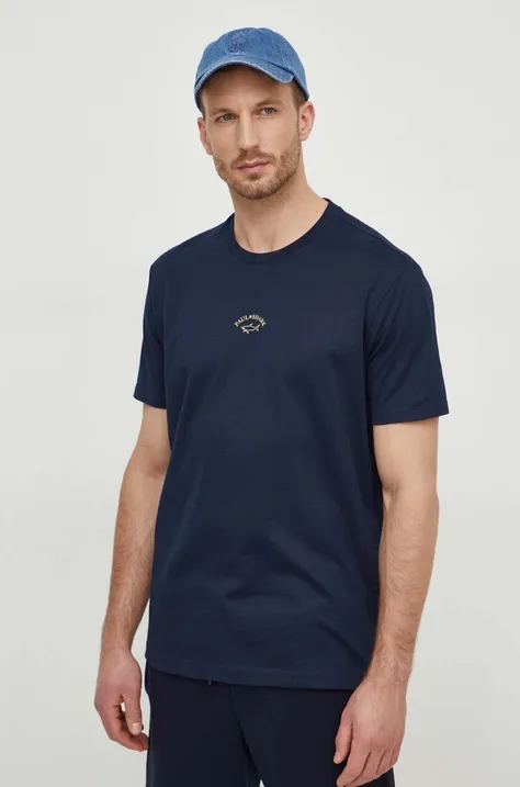 Bombažna kratka majica Paul&Shark moški, mornarsko modra barva