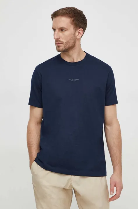 Bavlněné tričko Paul&Shark tmavomodrá barva, s potiskem, 24411113