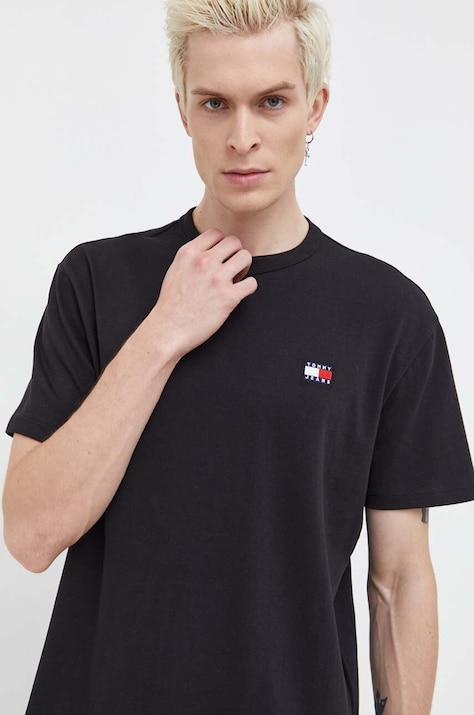 Tommy Jeans Tricou din bumbac bărbați, culoarea negru, cu imprimeu DM0DM17995