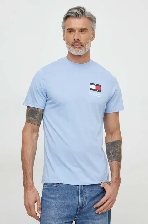 Tommy Jeans t-shirt bawełniany męski kolor niebieski z nadrukiem DM0DM18263