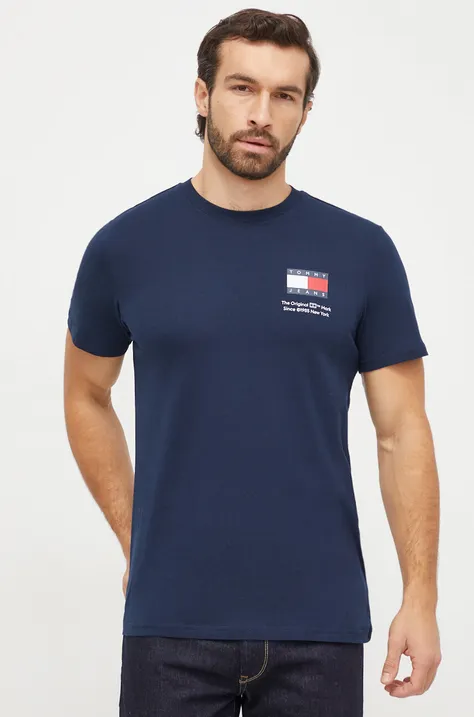 Tommy Jeans t-shirt bawełniany męski kolor granatowy z nadrukiem DM0DM18263
