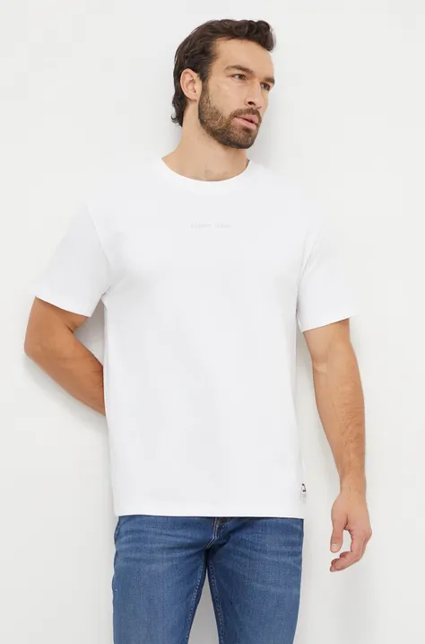 Бавовняна футболка Tommy Jeans чоловічий колір білий з аплікацією