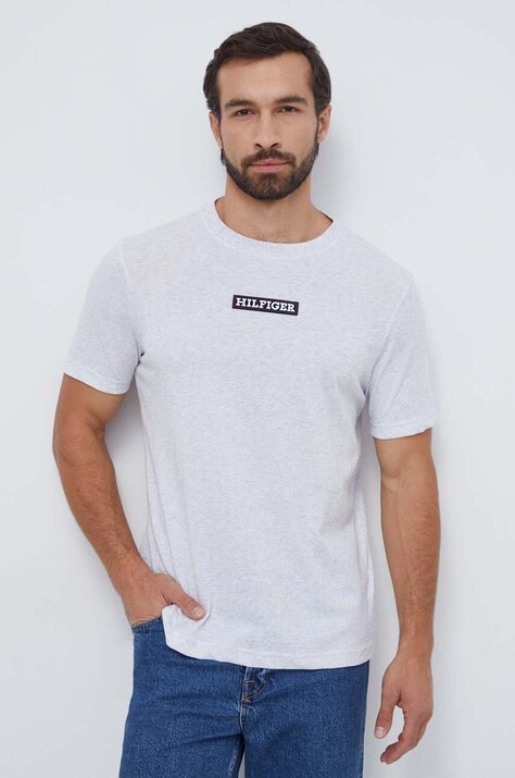Tommy Hilfiger tricou bărbați, culoarea gri, cu imprimeu MW0MW33723