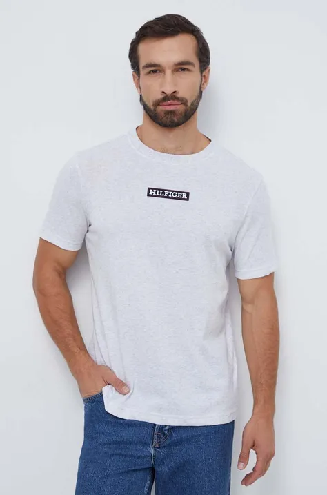 Majica kratkih rukava Tommy Hilfiger za muškarce, boja: siva, s aplikacijom